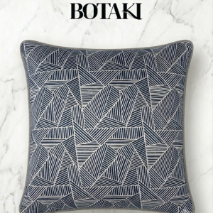 Home Deep bl;uye cushion velvet with silver pattern throughout