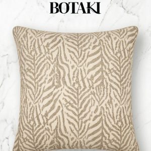 Home Serengeti Cushion from Botaki - tan leaf design on neutral beige background of 60cm x 60cm scatter cushion